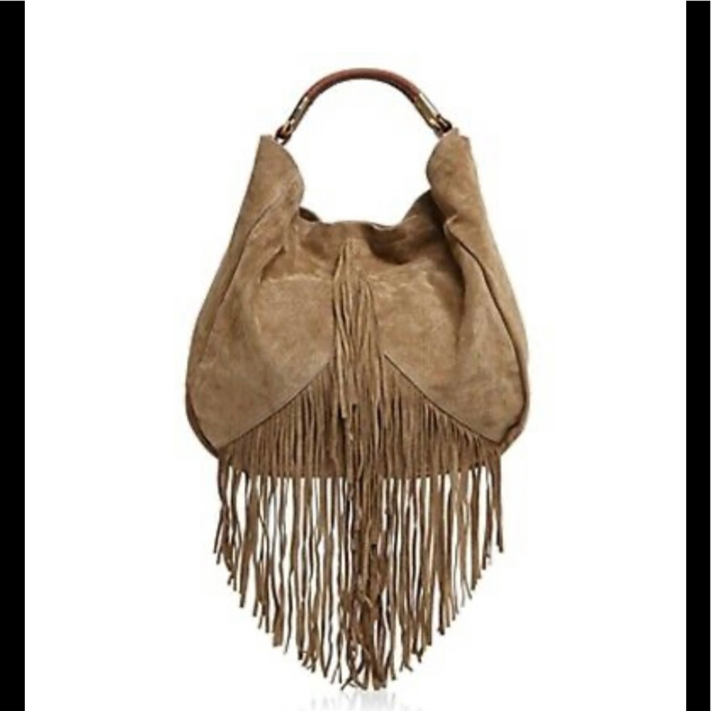 Etienne Aigner Fringe Moda Suede Hobo